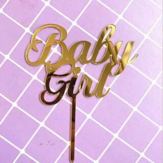 Cake Topper "Baby Girl" - Gold
