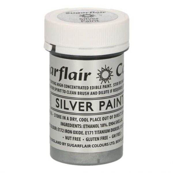 Silber, Edible Matt Paint - Sugarflair