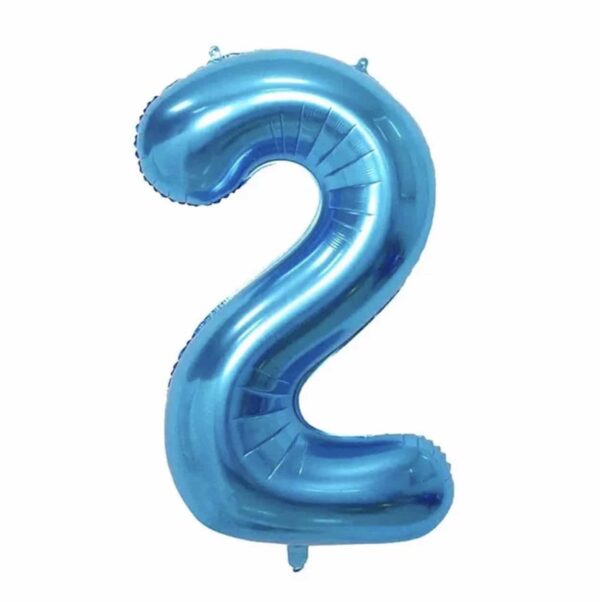 Folienballon "Zahl 2" blau