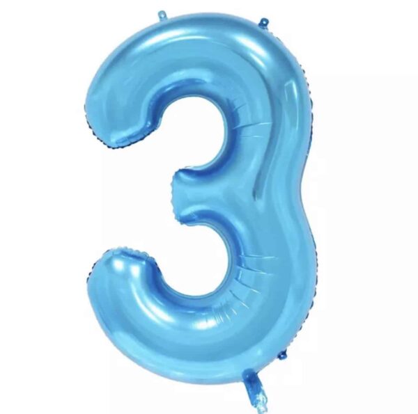 Folienballon "Zahl 3" blau