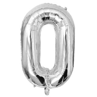 Folienballon "Zahl 0" silber